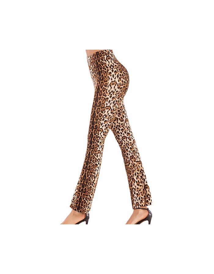 Leopard Print Chic High Waist Sexy Slim Woman's Summer Trumpet Pants